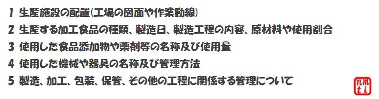 生産行程の検査に必要な管理記録の内容